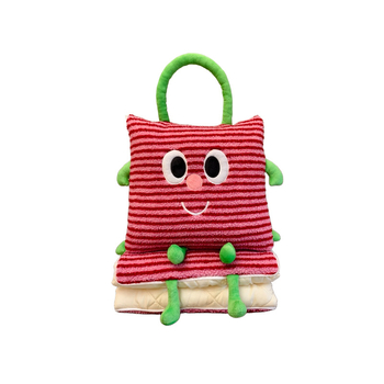 Възглавничка‑одеяло с карикатурни животинки, двупосочна функция: възглавница и одеяло, материя от овча вълна жакард и пълнеж PP памук