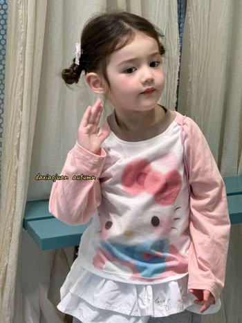 Vaikų marškinėliai su ilgarankovėmis raglano rankovėmis, 100% medvilnė, karikatūrų modelis, drėgmės reguliavimas