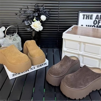 Guyun suletud varbaga platvormiga sussid, vintage stiil, mikrofiiber ülemine, kummist talla, sügis 2024