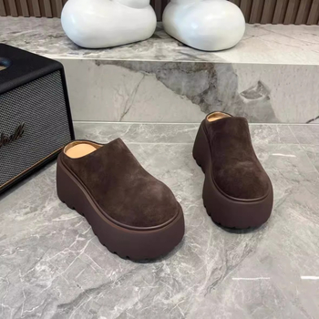 Guyun suletud varbaga platvormiga sussid, vintage stiil, mikrofiiber ülemine, kummist talla, sügis 2024