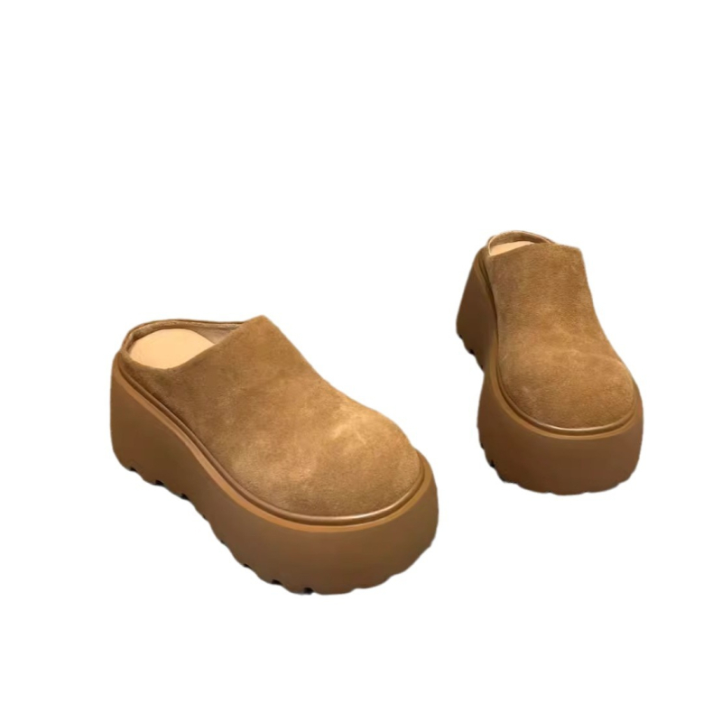 Guyun suletud varbaga platvormiga sussid, vintage stiil, mikrofiiber ülemine, kummist talla, sügis 2024