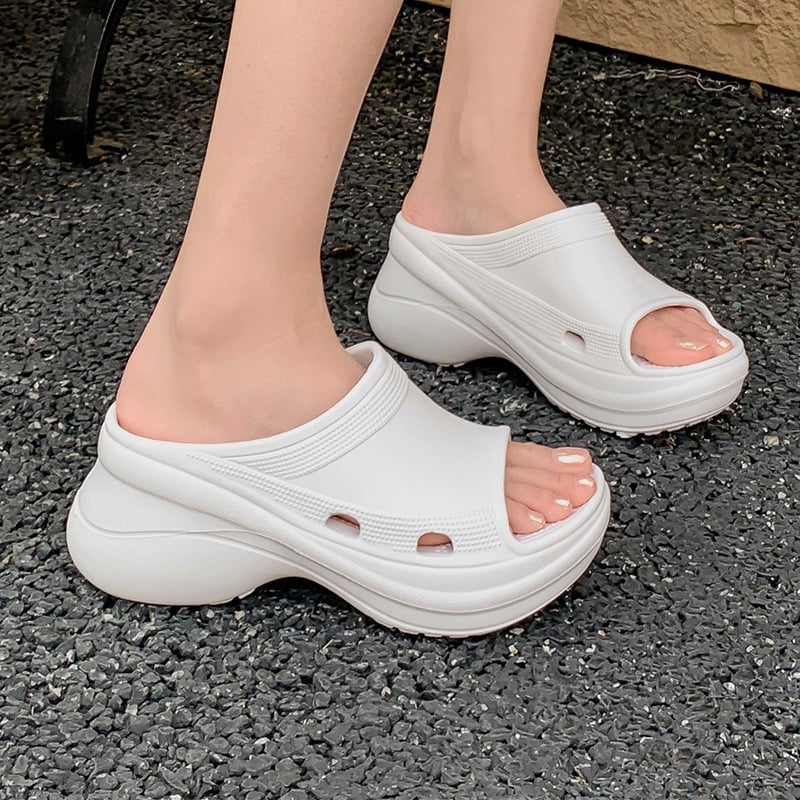 Naiste paksudega tallaga sandaalid platvormiga, EVA ülemine osa, EVA talla, ümmargune varvas, igapäevane stiil, ilma voodrita