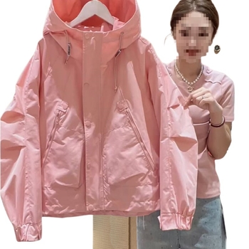 Naistele kapuutsiga tuulejope, Chenille kangas, spandex segu, tõmblukk, printsessivarukad, 2025 kevad.