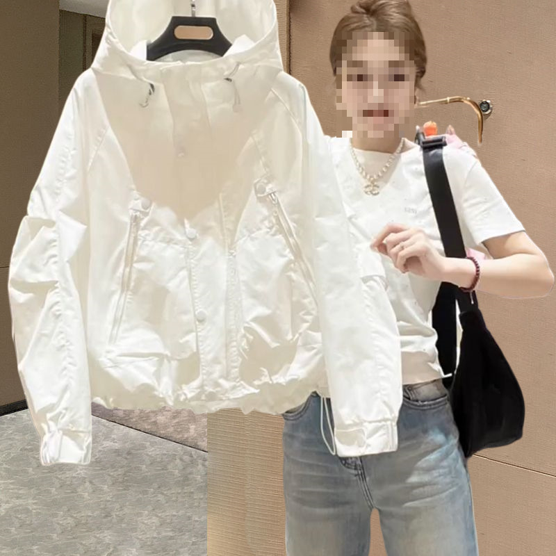 Naistele kapuutsiga tuulejope, Chenille kangas, spandex segu, tõmblukk, printsessivarukad, 2025 kevad.