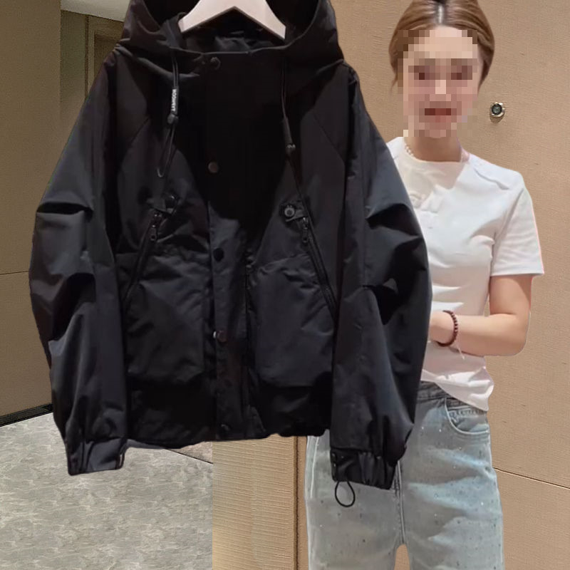 Naistele kapuutsiga tuulejope, Chenille kangas, spandex segu, tõmblukk, printsessivarukad, 2025 kevad.