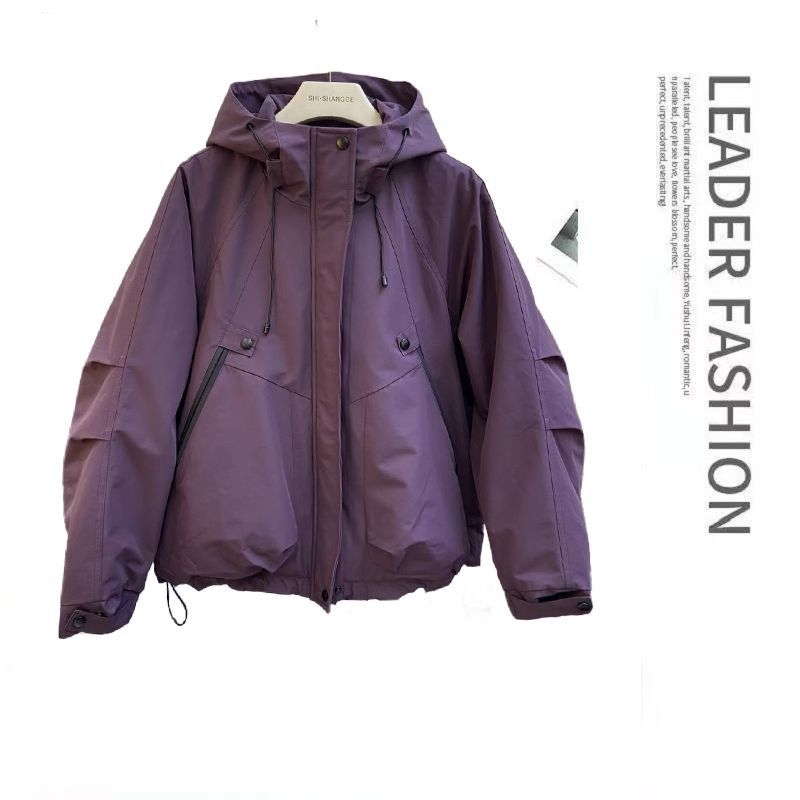 Naistele kapuutsiga tuulejope, Chenille kangas, spandex segu, tõmblukk, printsessivarukad, 2025 kevad.