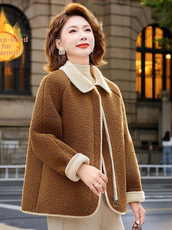Moteriškas žieminis paltas su flisu iš avies vilnos, išorinis audinys poliester 90–95%, japonų-korejiečių kasdienio stiliaus