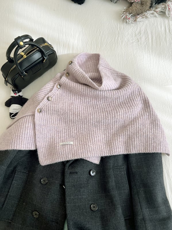 Pelerină de iarnă pentru femei, poliester-silk, tricot warp, guler înalt, model solid.