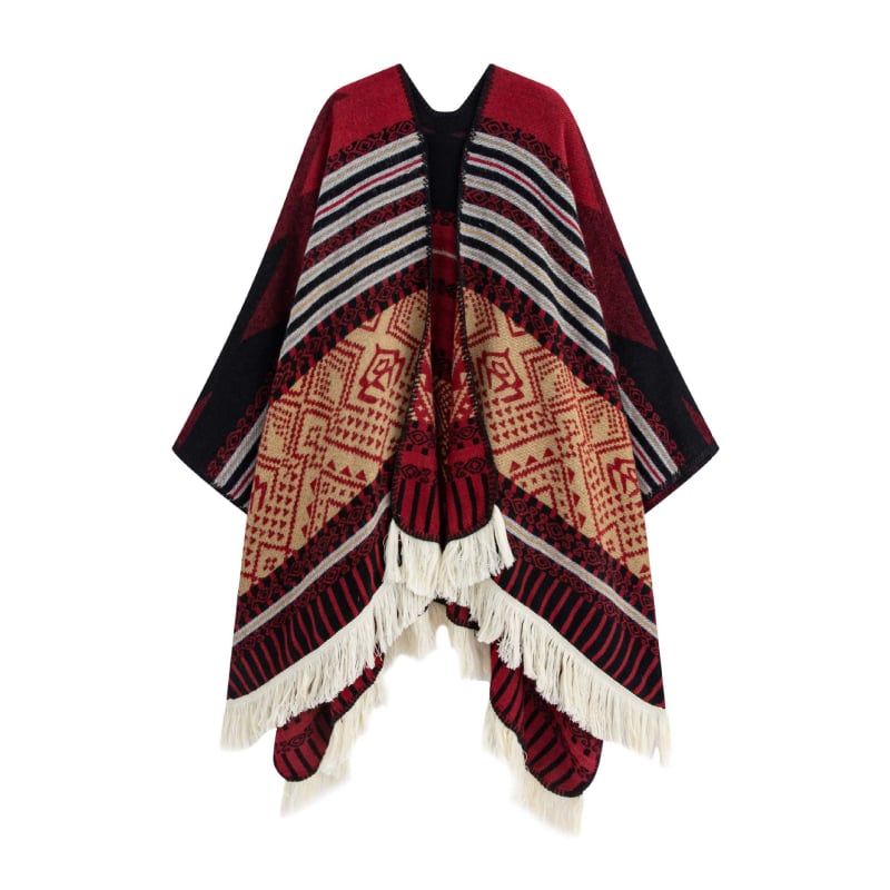 Șal mare în stil etnic — poliester, țesătură warp, imprimeu floral, vopsire tie-dye, accesoriu decorativ, pentru toate sezoanele