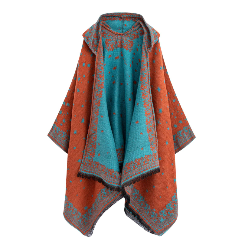 Șal mare în stil etnic — poliester, țesătură warp, imprimeu floral, vopsire tie-dye, accesoriu decorativ, pentru toate sezoanele