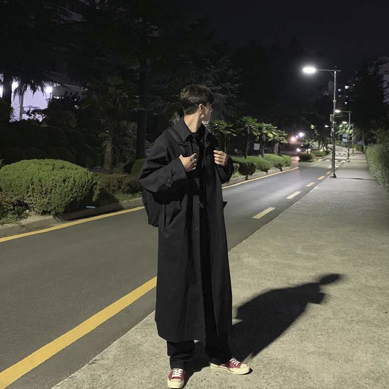 Ανδρικό παλτό με πέτο, μεσαίου μήκους, χαλαρή γραμμή, 90% βαμβάκι, επένδυση πολυεστέρα, φθινοπωρινό