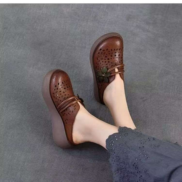 Naiste vabaaja sussid PU ülaosaga ja paksu tallaga, lillemustriga, suletud varvas, ümmargune varvas, sügis 2025