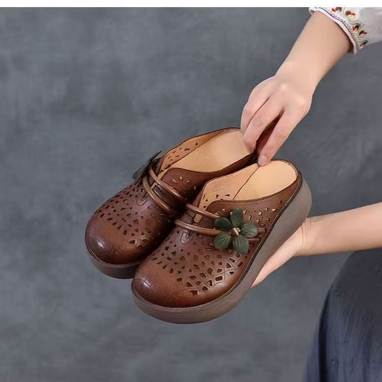 Naiste vabaaja sussid PU ülaosaga ja paksu tallaga, lillemustriga, suletud varvas, ümmargune varvas, sügis 2025