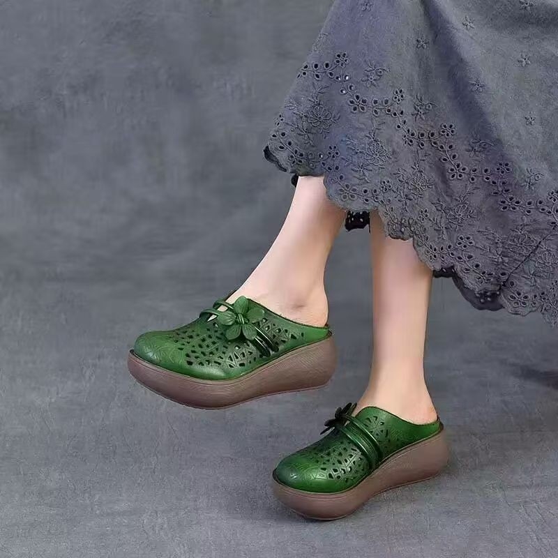 Naiste vabaaja sussid PU ülaosaga ja paksu tallaga, lillemustriga, suletud varvas, ümmargune varvas, sügis 2025