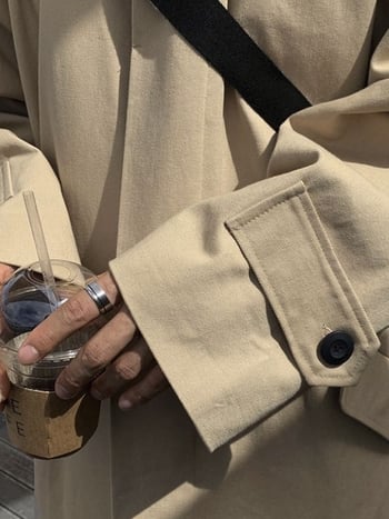 Kórejský štýl, voľný strih kabáta s golierom, zapínanie na jeden rad gombov, 90% bavlna, jeseň