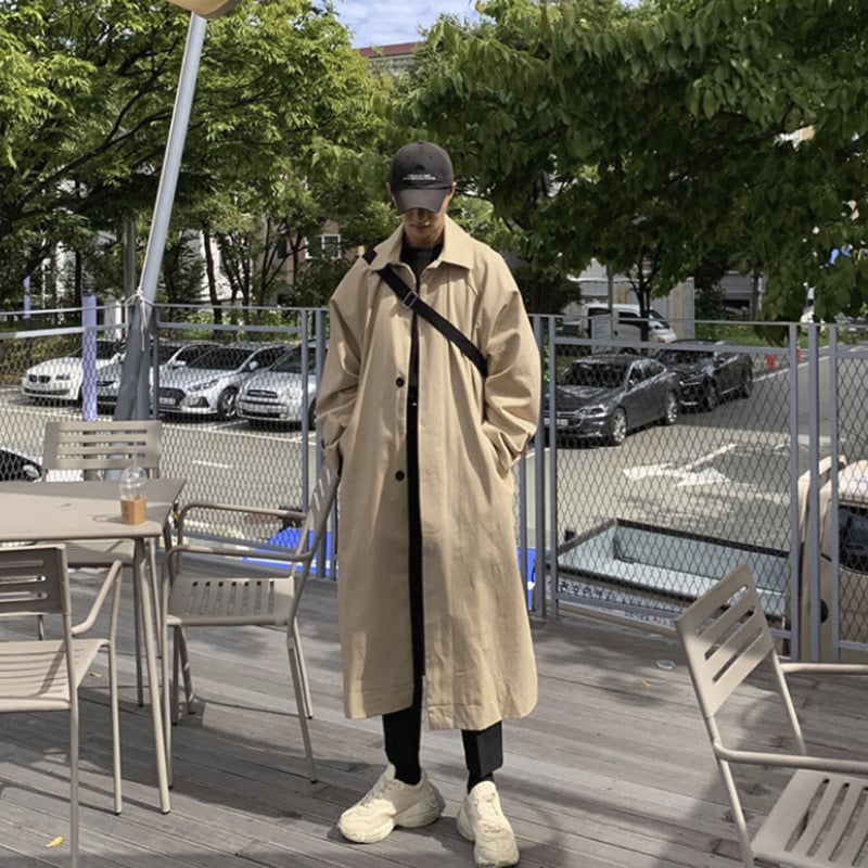 Kórejský štýl, voľný strih kabáta s golierom, zapínanie na jeden rad gombov, 90% bavlna, jeseň