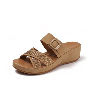 Boheemlaste stiilis naiste sandaalid paksu tallaga - PU ülemine, PU sisemus, TPR talla, ümmargune varvas, igapäevane stiil