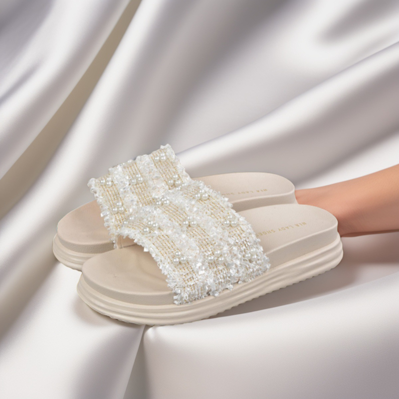 Sandale platformă tip thong, stil coreean, partea superioară din țesătură, deschidere la deget în formă de pește, talpă PVC, interior din fibre super (vară 2025)