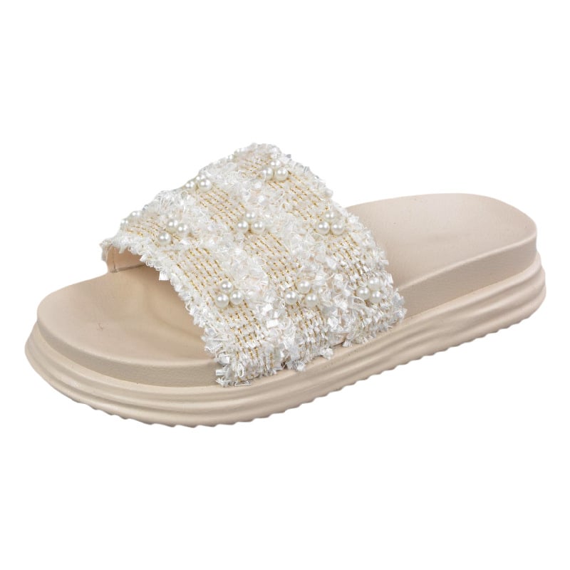 Sandale platformă tip thong, stil coreean, partea superioară din țesătură, deschidere la deget în formă de pește, talpă PVC, interior din fibre super (vară 2025)