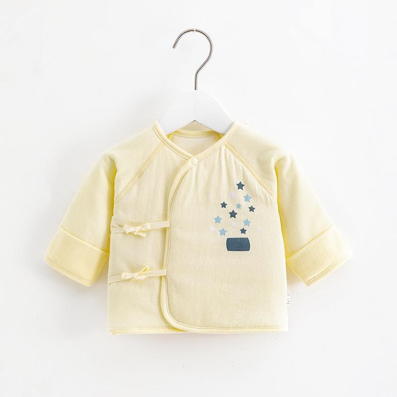 Top pentru nou-născuți, din bumbac, căptușit, cu protecție dublă a abdomenului, guler rotund, fără glugă, toamnă-iarnă