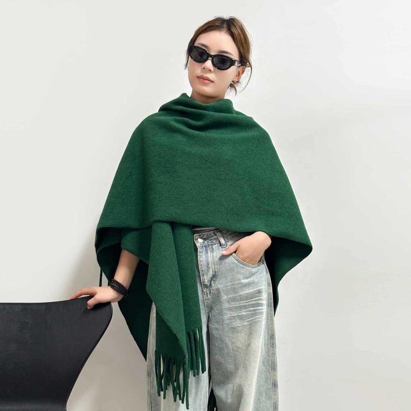 Fular din cașmir artificial, poliester, toamnă-iarnă, model monocrom, cald și rezistent la vânt