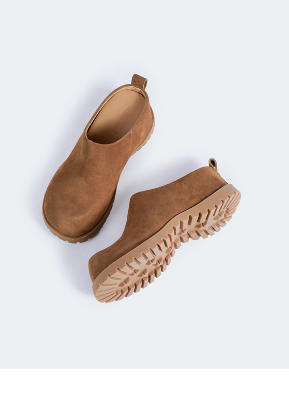 Sandale feminine cu platformă înclinată, vârf rotund închis, slip-on, PU partea superioară, PU căptușeală, talpă din cauciuc