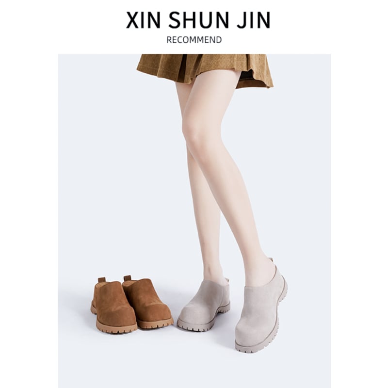 Sandale feminine cu platformă înclinată, vârf rotund închis, slip-on, PU partea superioară, PU căptușeală, talpă din cauciuc
