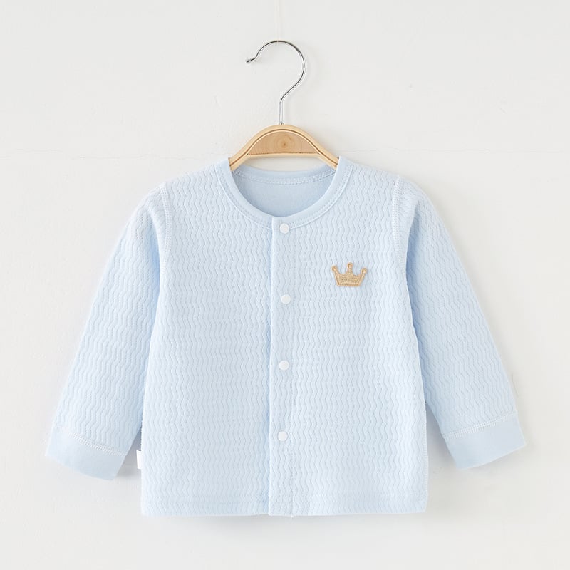 Kūdikių ilgomis rankovėmis megztinis iš 100% medvilnės pavasario ir rudens sezonams, apvalus kaklas, be gobtuo, amžius 1–3 metai
