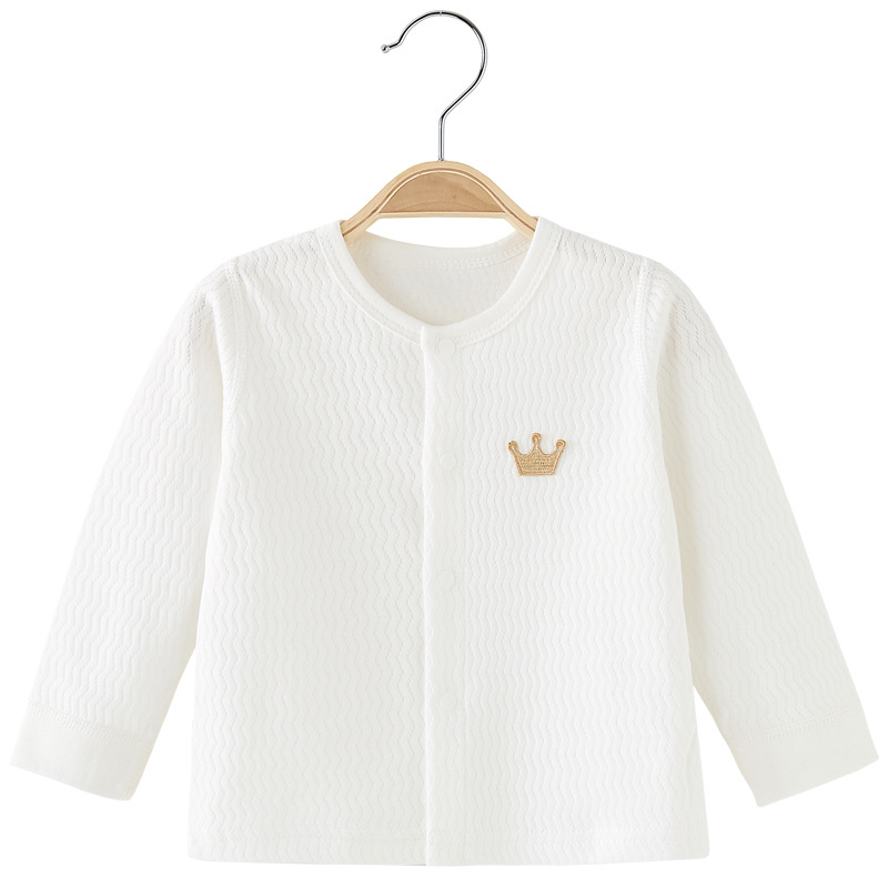 Kūdikių ilgomis rankovėmis megztinis iš 100% medvilnės pavasario ir rudens sezonams, apvalus kaklas, be gobtuo, amžius 1–3 metai