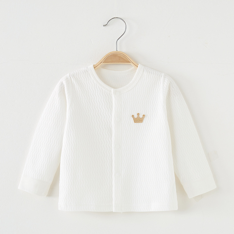 Kūdikių ilgomis rankovėmis megztinis iš 100% medvilnės pavasario ir rudens sezonams, apvalus kaklas, be gobtuo, amžius 1–3 metai