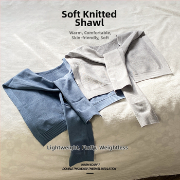 Șal tricotat unisex cu dungi - finisaj decorativ tie-dye, vascoză, pentru primăvară și toamnă