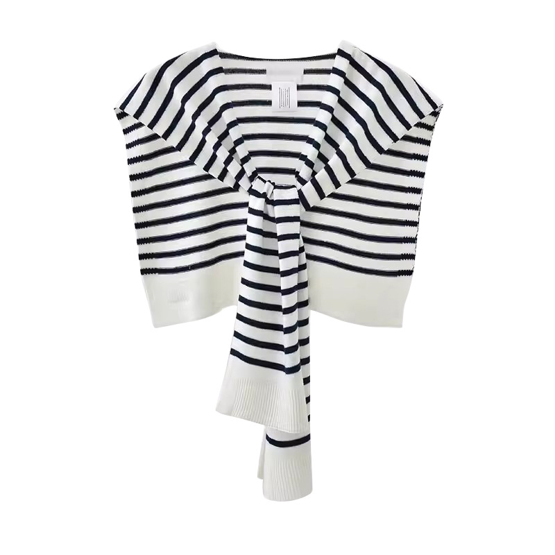 Șal tricotat unisex cu dungi - finisaj decorativ tie-dye, vascoză, pentru primăvară și toamnă