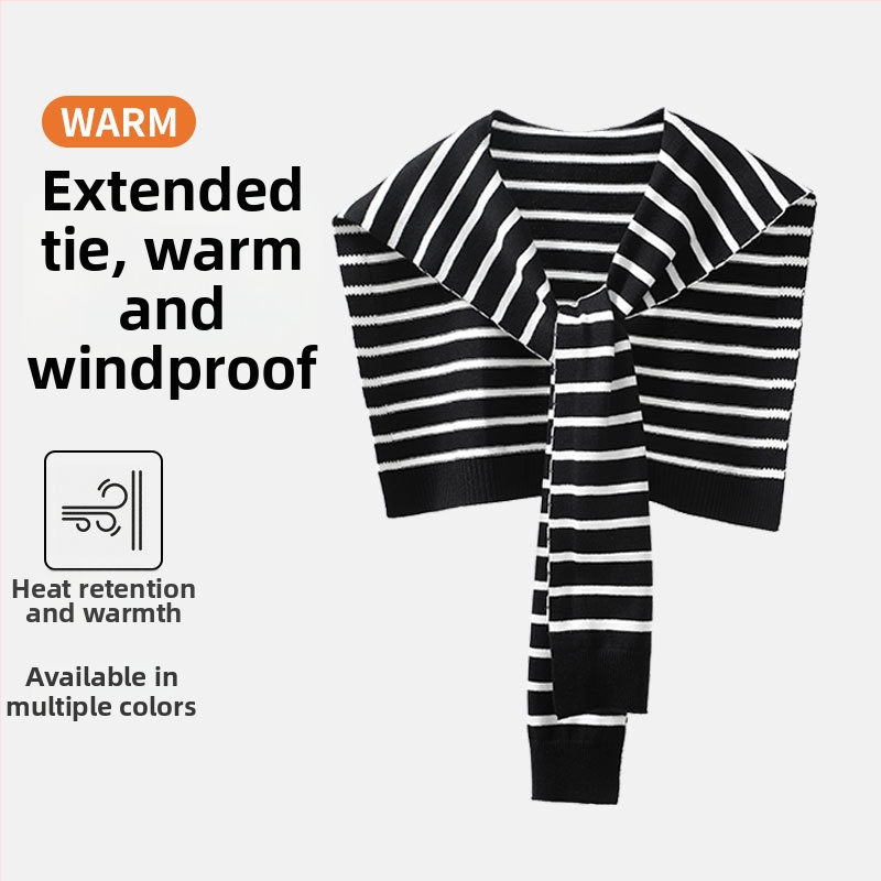 Șal tricotat unisex cu dungi - finisaj decorativ tie-dye, vascoză, pentru primăvară și toamnă