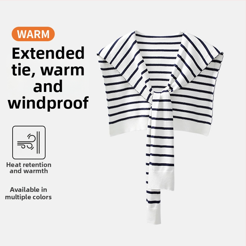 Șal tricotat unisex cu dungi - finisaj decorativ tie-dye, vascoză, pentru primăvară și toamnă