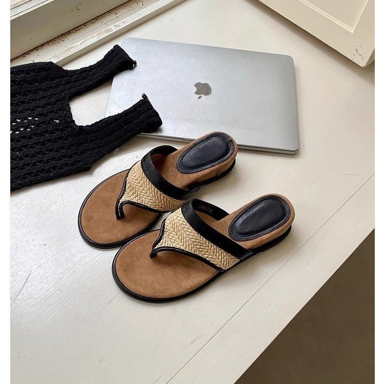 Herringbone flip-flop sandaalid PU ülaosa ja kummist tallaga, 0–3 cm lame tallaga, sügis 2025 lansseerimine