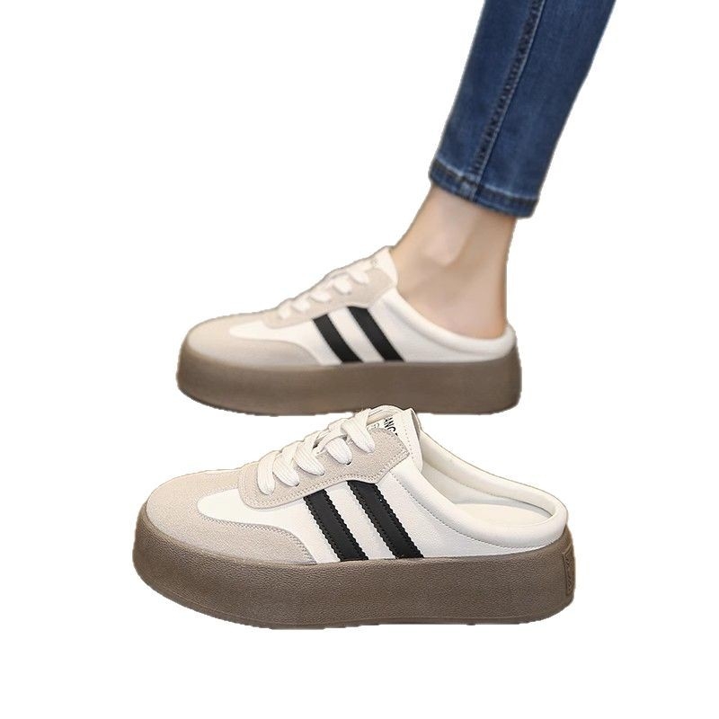 Șlapi femei cu degetul închis, slip-on, talpă groasă EVA, vârf rotund, superior și căptușeală din Super Fiber, primăvara 2025, turnare prin injecție, Ni Duoyu