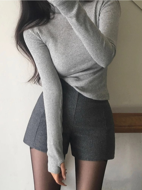 Pantaloni casual din poliester, talie înaltă, lungime 3/4, croială dreaptă, micro-elastic