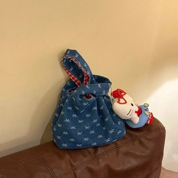 Unisex kanvas bucket-kott denim voodiga ja kahekordsete õlarihmadega