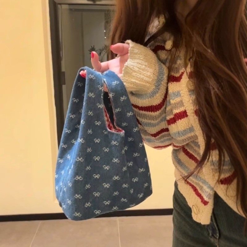 Unisex kanvas bucket-kott denim voodiga ja kahekordsete õlarihmadega