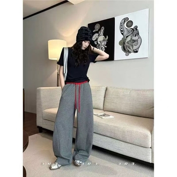 Pantaloni femei cu detalii patchwork, croiți drept, largi, talie înaltă, micro-elastici, toamnă 2025