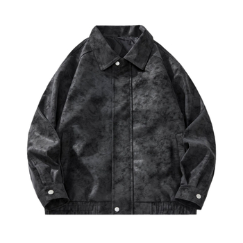 PU nahkjakk imitateeritud tie-dye, vaba lõige, tõmblukk, lappe kaelus