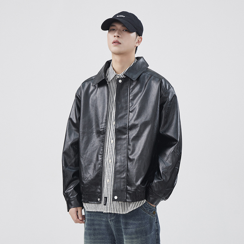 PU nahkjakk imitateeritud tie-dye, vaba lõige, tõmblukk, lappe kaelus