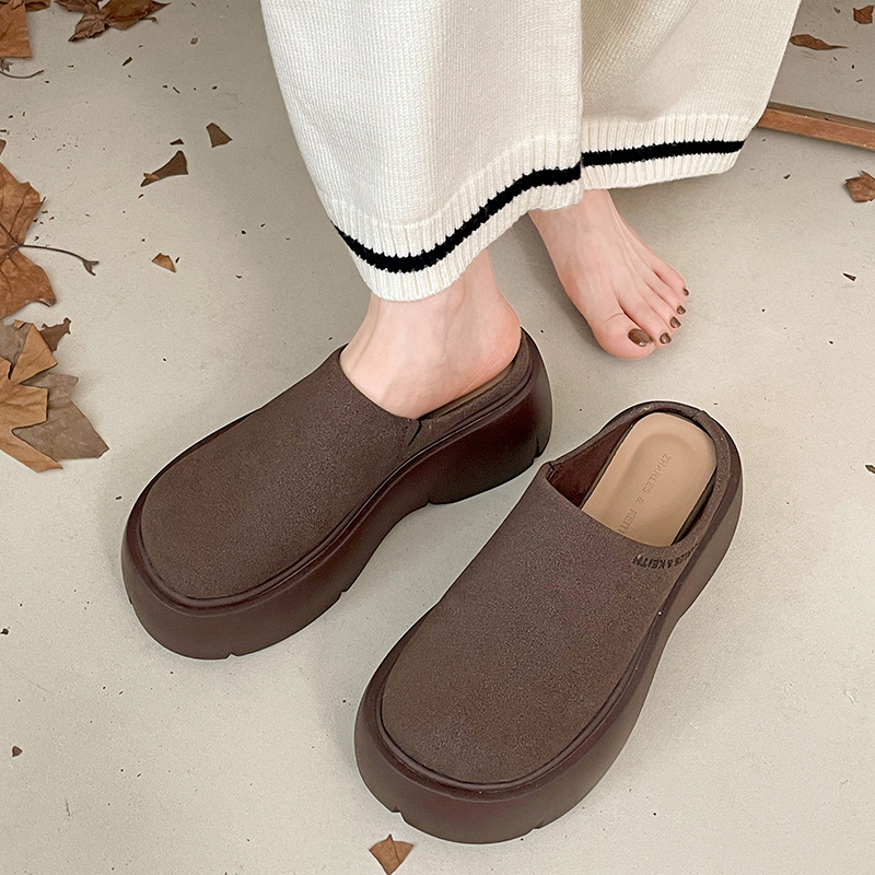 Baotou női papucs, minimalist stílus, kerek orr, PU felső rész, kompozit talp