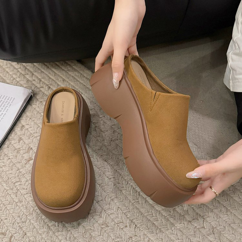 Baotou női papucs, minimalist stílus, kerek orr, PU felső rész, kompozit talp