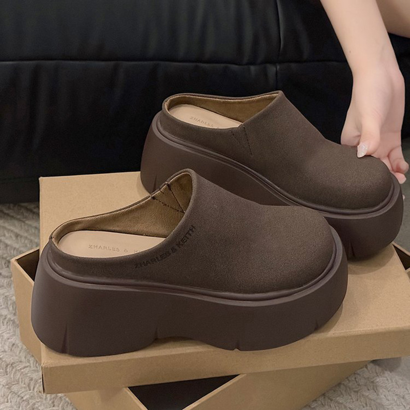 Baotou női papucs, minimalist stílus, kerek orr, PU felső rész, kompozit talp