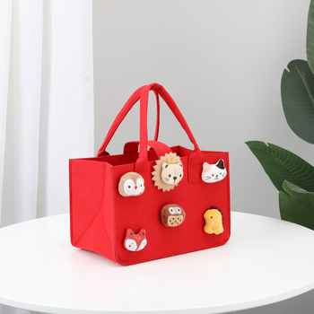 Τσάντα φελτ τύπου tote με τσέπη για πακέτο, προσαρμόσιμη, με εκτυπωμένο λογότυπο, βάση και πλευρές