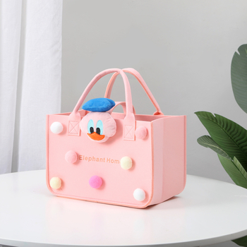 Τσάντα φελτ τύπου tote με τσέπη για πακέτο, προσαρμόσιμη, με εκτυπωμένο λογότυπο, βάση και πλευρές