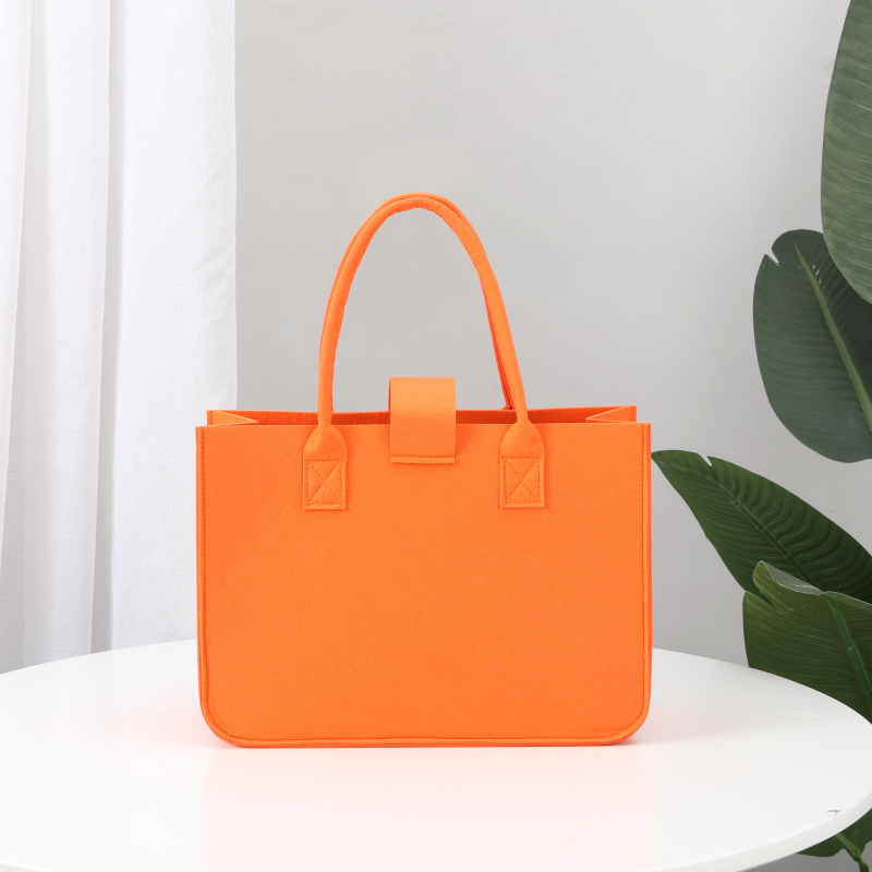 Τσάντα φελτ τύπου tote με τσέπη για πακέτο, προσαρμόσιμη, με εκτυπωμένο λογότυπο, βάση και πλευρές