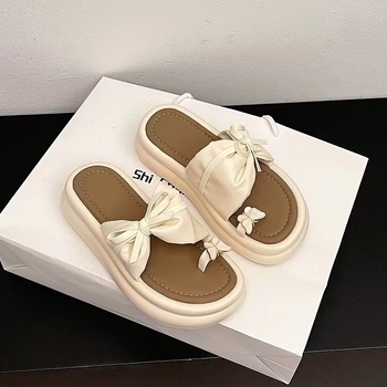 Sandale de damă în stil coreean, PU pe partea superioară, talpă din cauciuc, vârf rotund, vara 2024