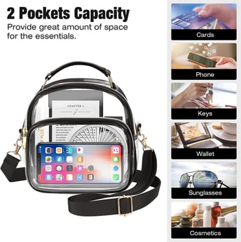 Ženska PVC crossbody torba, zatvarač, bez podloge, s jednom remenom